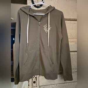 Human Unlimited Olive Green Zip-Up Hoodie size XS unisex  EUC